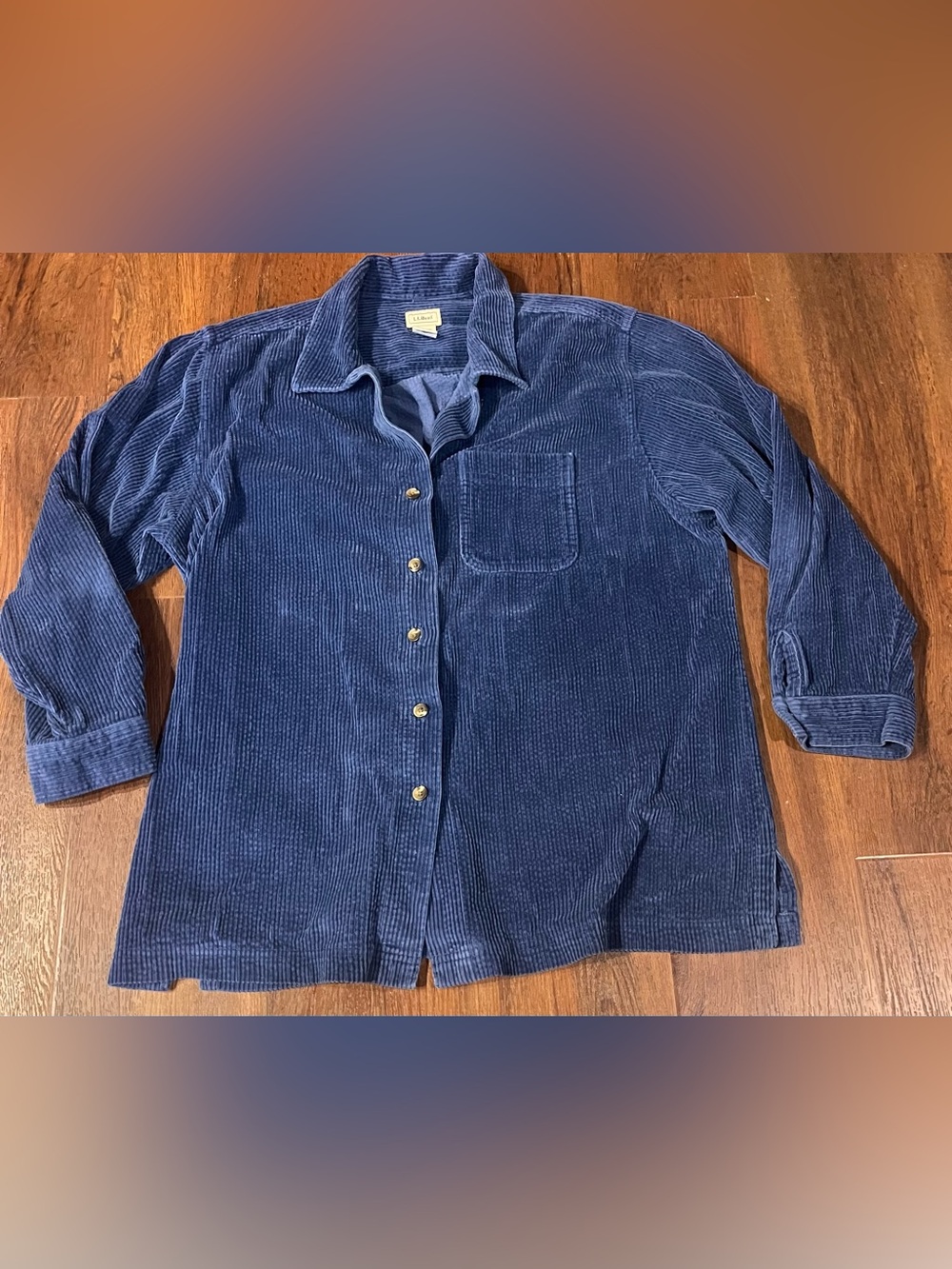 Vintage L.L. Bean Womens Blue Corduroy Shirt Jacket 100% Cotton Size XL - Picture 2 of 7